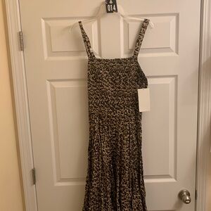 #014 NWT Animal Print Smocked Sun Dress Maxi